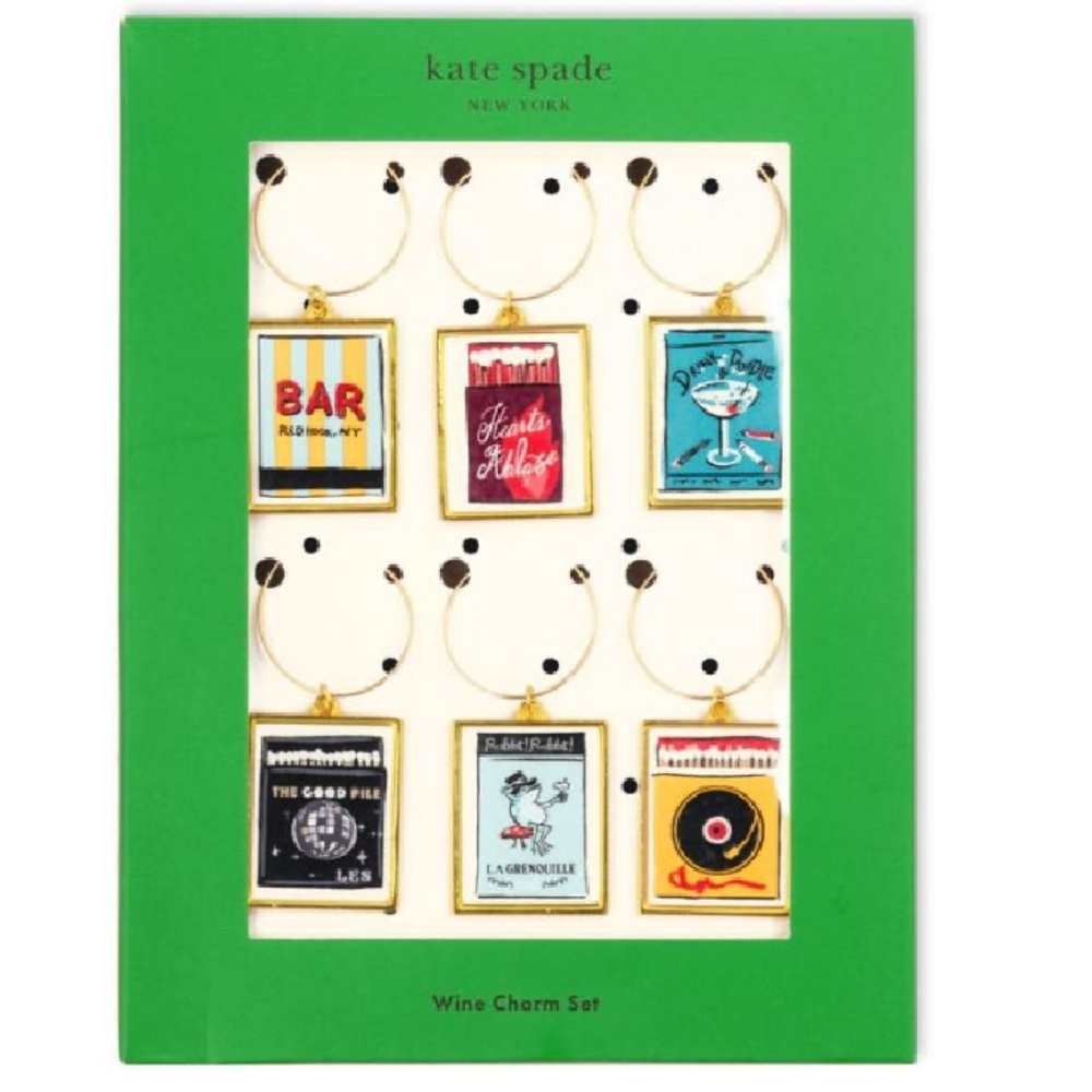 kate spade Multi-Color Novelty Wine Charm Set